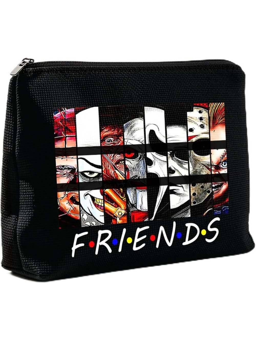 🎃Retro Friends Tv Show Merch Black Horror Makeup Bag Horror Movie Spooky Pouch